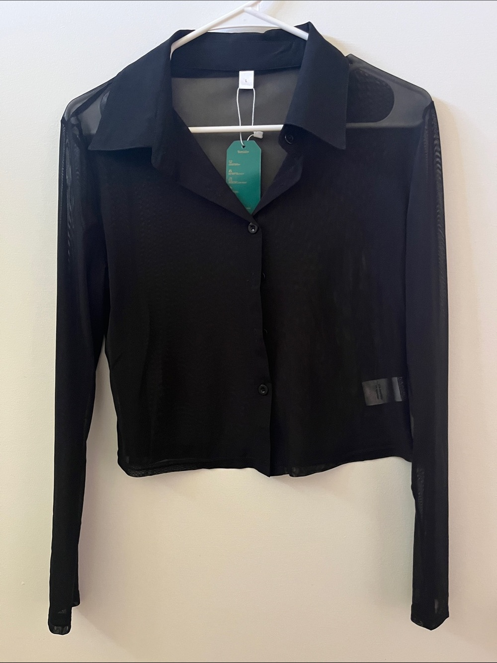 Black Sheer Button-Down Shirt NWT